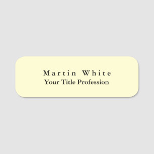 Cream Color Plain Elegant Professional Modern Name Tag