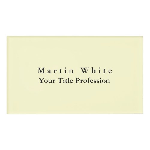Cream Color Plain Elegant Professional Modern Name Tag
