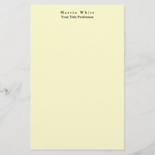 Cream Color Plain Elegant Professional Modern Stationery