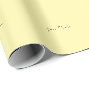 Cream Color Plain Elegant Script Calligraphy Name Wrapping Paper