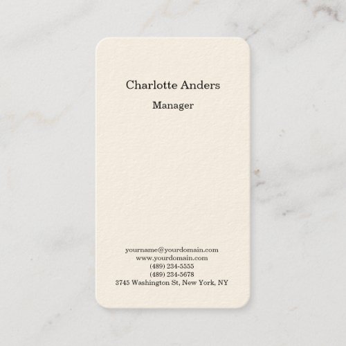 Cream color plain simple minimalist business card
