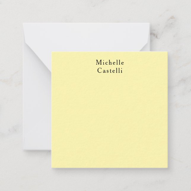 Cream Color Professional Unique Classic Your Name Note Card (Front)