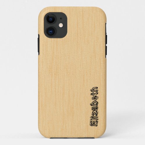Cream Color Wood Grain Background iPhone 11 Case