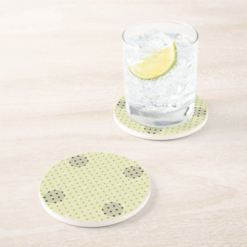 Cream Colored Abstract Polka Dots Dark g1 Coaster