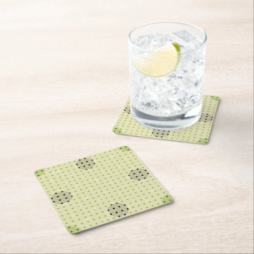 Cream Colored Abstract Polka Dots Dark g1 Square Paper Coaster