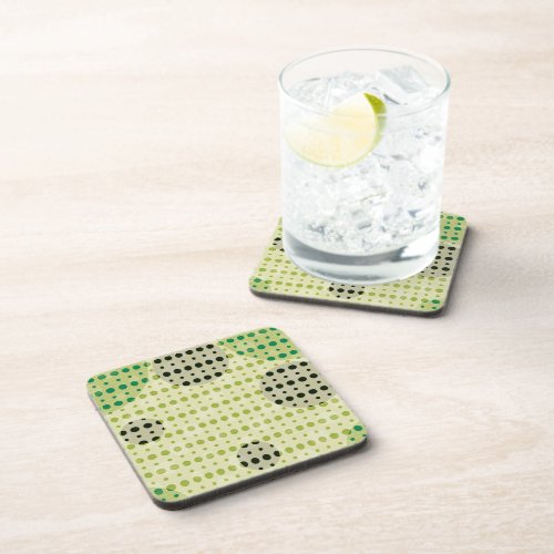 Cream Colored Abstract Polka Dots Dark g9 Beverage Coaster