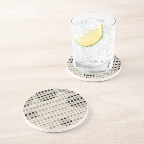 Cream Colored Abstract Polka Dots Dark g9 Coaster