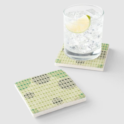 Cream Colored Abstract Polka Dots Dark g9 Stone Coaster