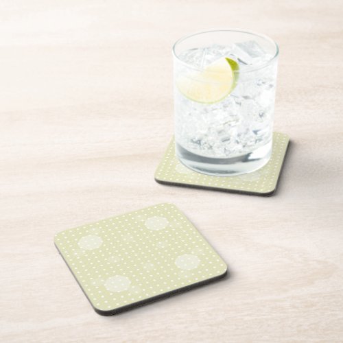 Cream Colored Abstract Polka Dots Light g1 Beverage Coaster