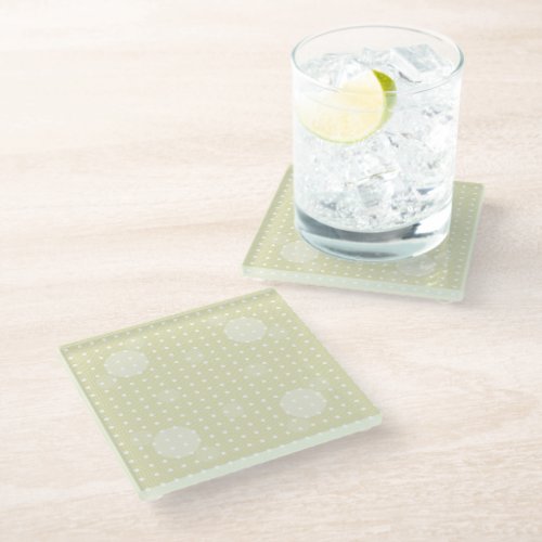 Cream Colored Abstract Polka Dots Light g1 Glass Coaster