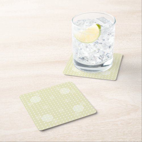 Cream Colored Abstract Polka Dots Light g1 Square Paper Coaster