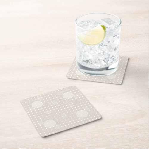 Cream Colored Abstract Polka Dots Light g1 Square Paper Coaster