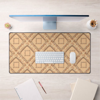 cream colored carved frames and diamond structures desk mat