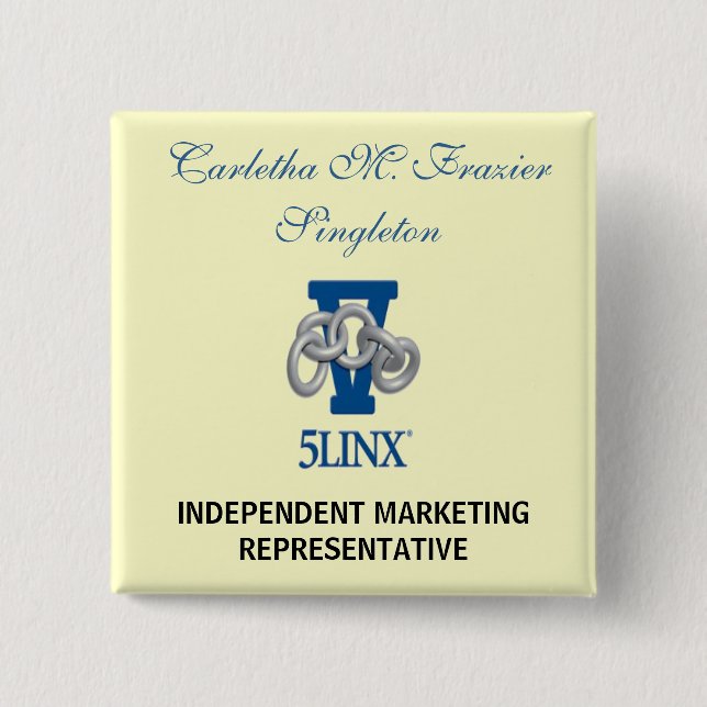 Cream-Colored Name Badge Pinback Button (Front)