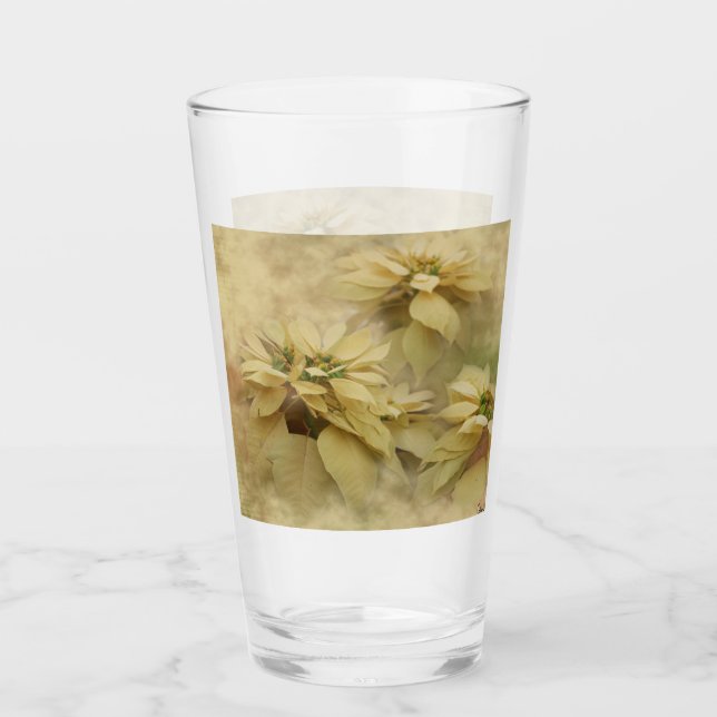 Cream Colored Poinsettias Digital Art Glass (Front)