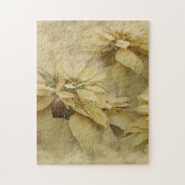 Cream Colored Poinsettias Digital Art Jigsaw Puzzle (Vertical)