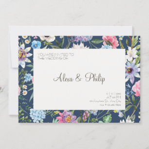 Cream Colorful Watercolor Floral Vintage Wedding Invitation