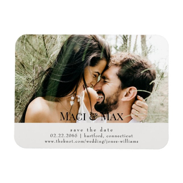 Cream Couple Photo Wedding Save the Date Magnet (Horizontal)