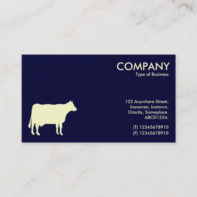 Cream Cow Symbol - Deep Navy 000033 Business Card (Front)