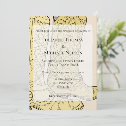 Cream Cowboy Boots Invitation