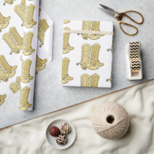 Cream Cowboy Boots Wrapping Paper