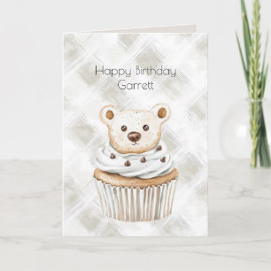 Cream Cupcake Bears Birthday Card