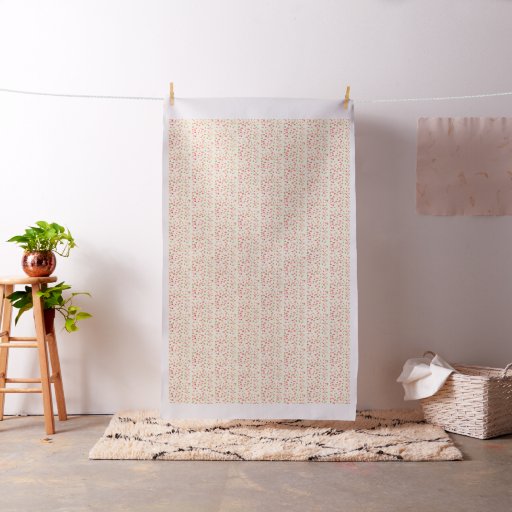 Cream custard colored with cherry and hint green fabric