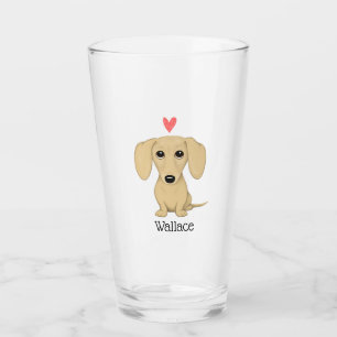 Cream Dachshund Cartoon Dog Personalized Glass