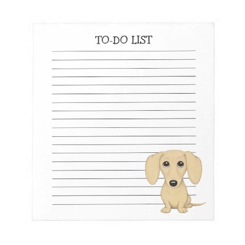 Cream Dachshund  Cute Cartoon Wiener Dog Lined Notepad