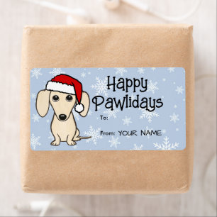 Cream Dachshund Cute Dog Christmas To From Gift Label