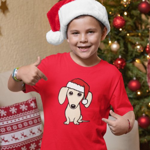 Cream Dachshund Cute Santa Dog Christmas T_Shirt