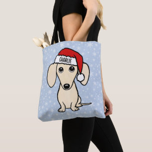 Cream Dachshund Cute Santa Dog Christmas Tote Bag