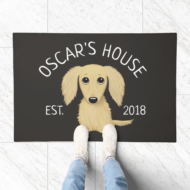 Cream Dachshund | Cute Wiener Dog Lover's Custom Doormat (Indoor)