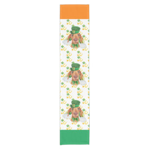 Cream Dachshund Holiday Home Decor St Patricks Day Short Table Runner