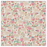 Cream dachshund vintage florals fabric