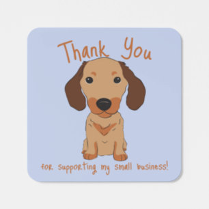 Cream Dachshund Weiner Thank You Small Business Square Sticker
