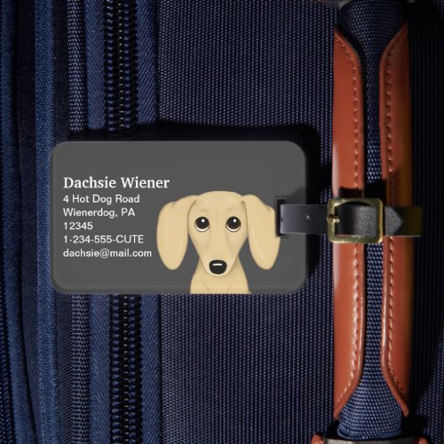 Cream Dachshund Wiener Dog Cartoon Personalized Luggage Tag