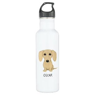 Cream Dachshund with Custom Text Stainless Steel Water Bottle