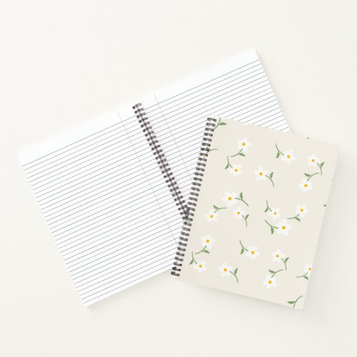 cream Daisy Floral Notebook |Hand-Drawn Botanical
