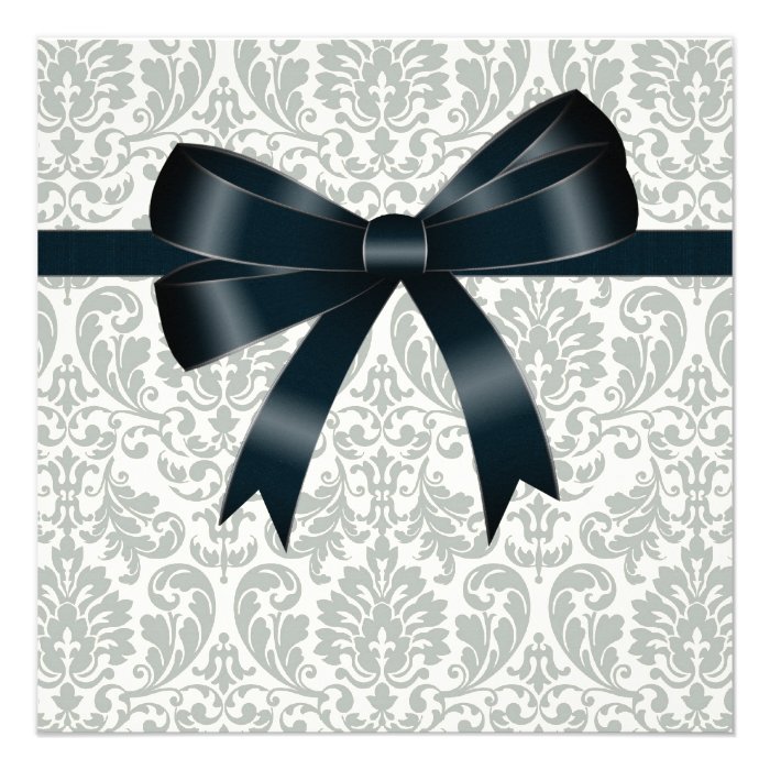 Cream Damask Black Party Custom Invites