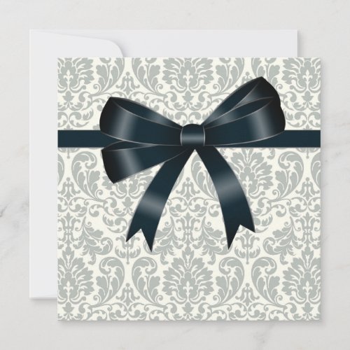 Cream Damask Black Party Invitation