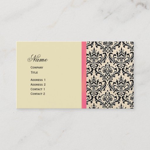 Customizable Cream Damask ~ Business Cards