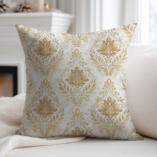 Cream Damask Pillow Victorian Charm for the Sofa