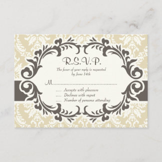 Cream Damask RSVP Card