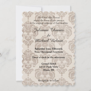 Cream Damask Wedding Invitation