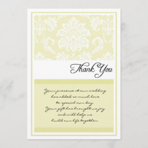 Cream Damask Wedding Thank You Cards