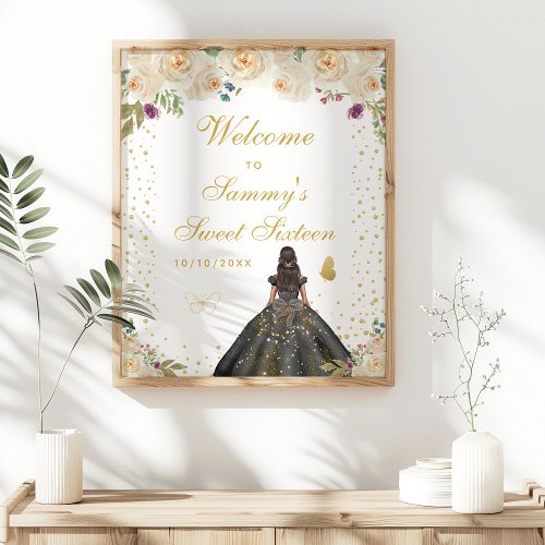 Cream Dark Skin Girl Sweet Sixteen Welcome Poster