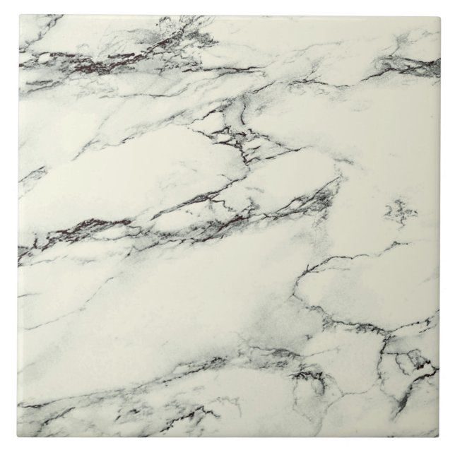 Cream Dark Vein Marble Look Ceramic Tile (Front)