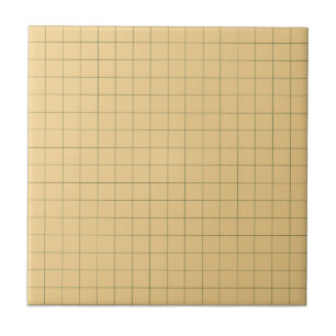 Cream & Deep Green Checkered Retro Minimalist Ceramic Tile