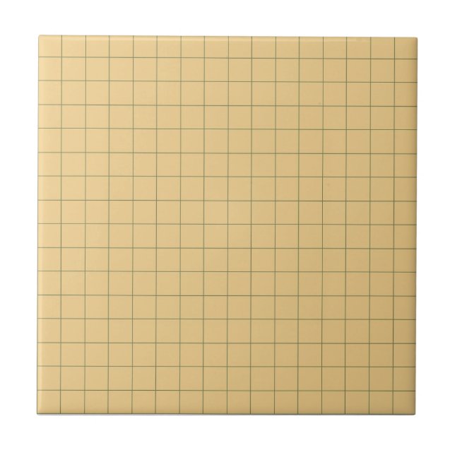 Cream & Deep Green Checkered Retro Minimalist Ceramic Tile (Front)